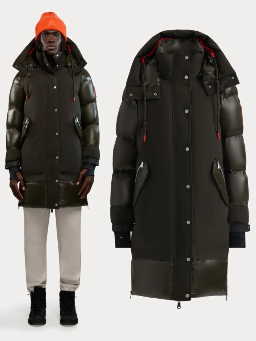 Alpenhaus Unisex Briere Mixed Media Three-Quarter Parka Olive Removable Hood